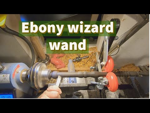 Woodturning a wand from Ebony wood - with captured ring