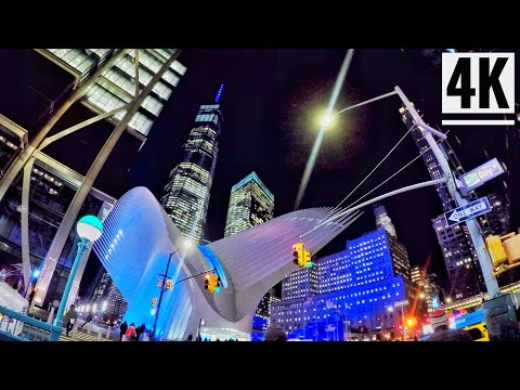 ⁴ᴷ⁶⁰ Night Walking Tour of One World Trade Center 2019 | New York City Christmas Walking Tour 2019
