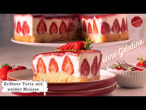 So lecker!😋👉Erdbeer Sahnetorte mit Fruchtspiegel ohne Gelatine👈 #Silkeswelt