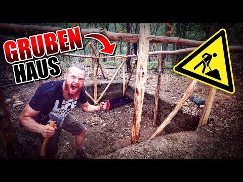 GRUBENHAUS Bushcraft Shelter #005 - Lagerbau - Outdoor Bushcraft Camp | Fritz Meinecke