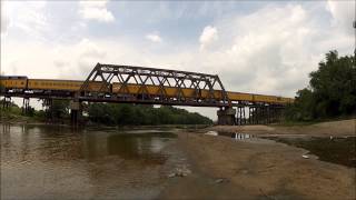 preview picture of video 'Union Pacific 844 Crossing Arkansas River in Wichita'