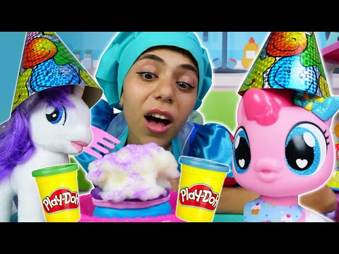 Май Литл Пони на кухне! Готовлю игрушкам ТОРТ. Игры в Плей До и игрушки Дружба это чудо