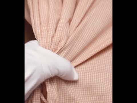 Check Peach Pure Cotton 93 GSM Handwoven Fabric — video