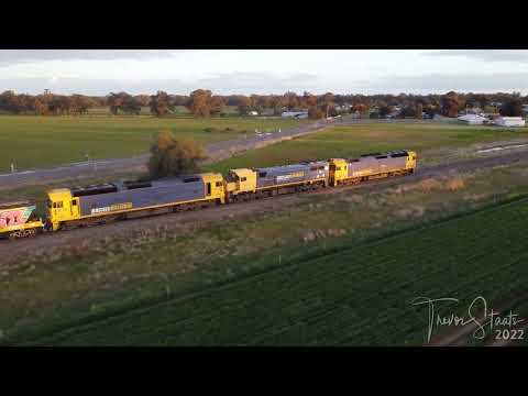 Drone: Pacific National grain train at Tungamah 10 Sep 2022