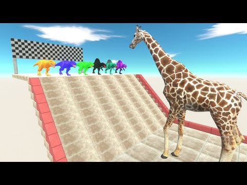 COLOR DINOSAURS SPEED RACE CHAMPIONSHIP DEATH FALL - Animal Revolt Battle Simulator