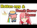 Miko can't stop vomiting after tasting Vomit & rotten egg flavored beans