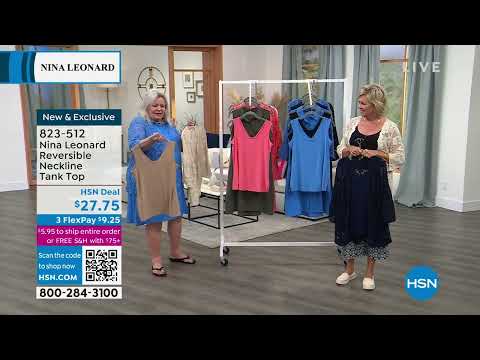 Nina Leonard Reversible Neckline Tank Top