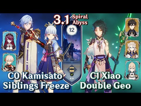 Spiral Abyss 3.1 - C0 Ayato Ayaka Freeze & C1 Xiao Double Geo | Floor 12 Full Stars | Genshin Impact