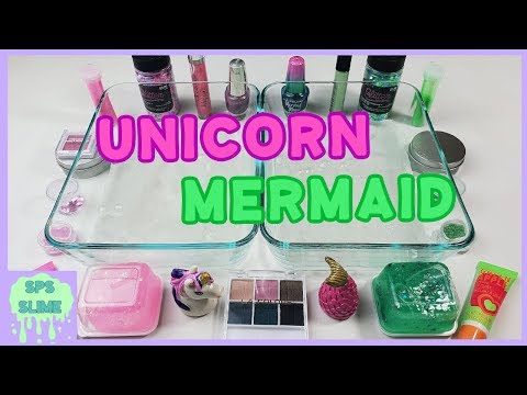 Unicorn vs Mermaid - Mixing Makeup Eyeshadow Into Slime! MUST WATCH!
