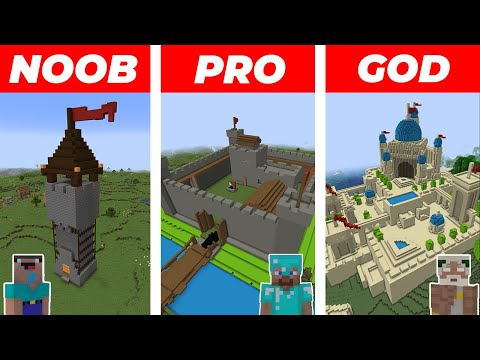 NotCyborg - Minecraft NOOB vs PRO vs GOD: SAFEST CASTLE BUILD CHALLENGE in Minecraft Animation