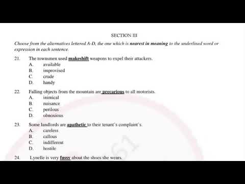 WEAC /WASSCE PAST QUESTIONS ON NEAREST IN MEANING