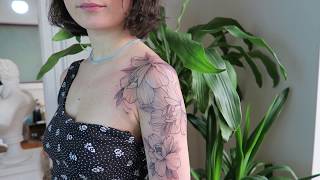 Whip Shading Flowers - Tattoo Timelapse