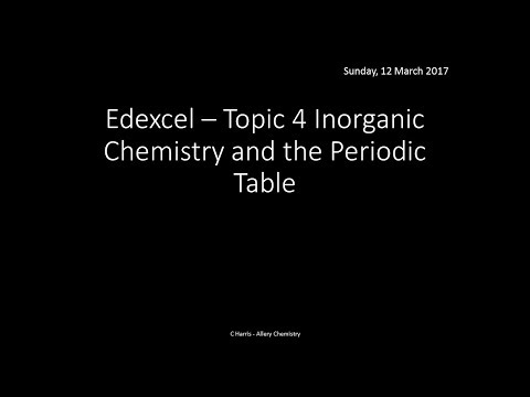 EDEXCEL Topic 4 Inorganic Chemistry and the Periodic Table REVISION