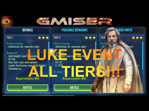 SWGOH - Jedi Master Luke Event Guide - All Tiers