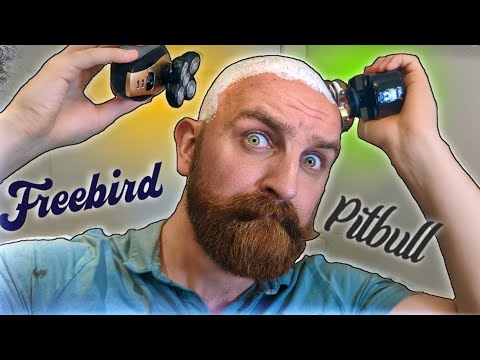 Skull Shaver Pitbull Gold PRO VS Freebird FlexSeries Head Shaver on Wet Head