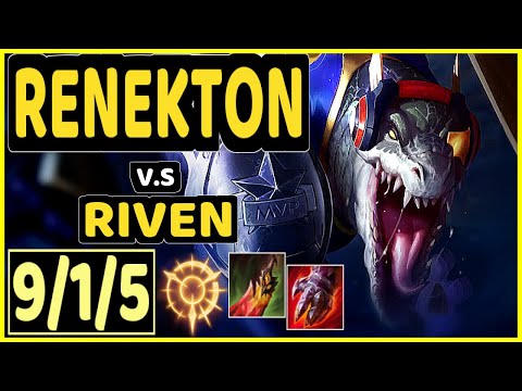 BEANSU (RENEKTON) vs RIVEN - 9/1/5 KDA TOP GAMEPLAY - EUW Ranked GRANDMASTER