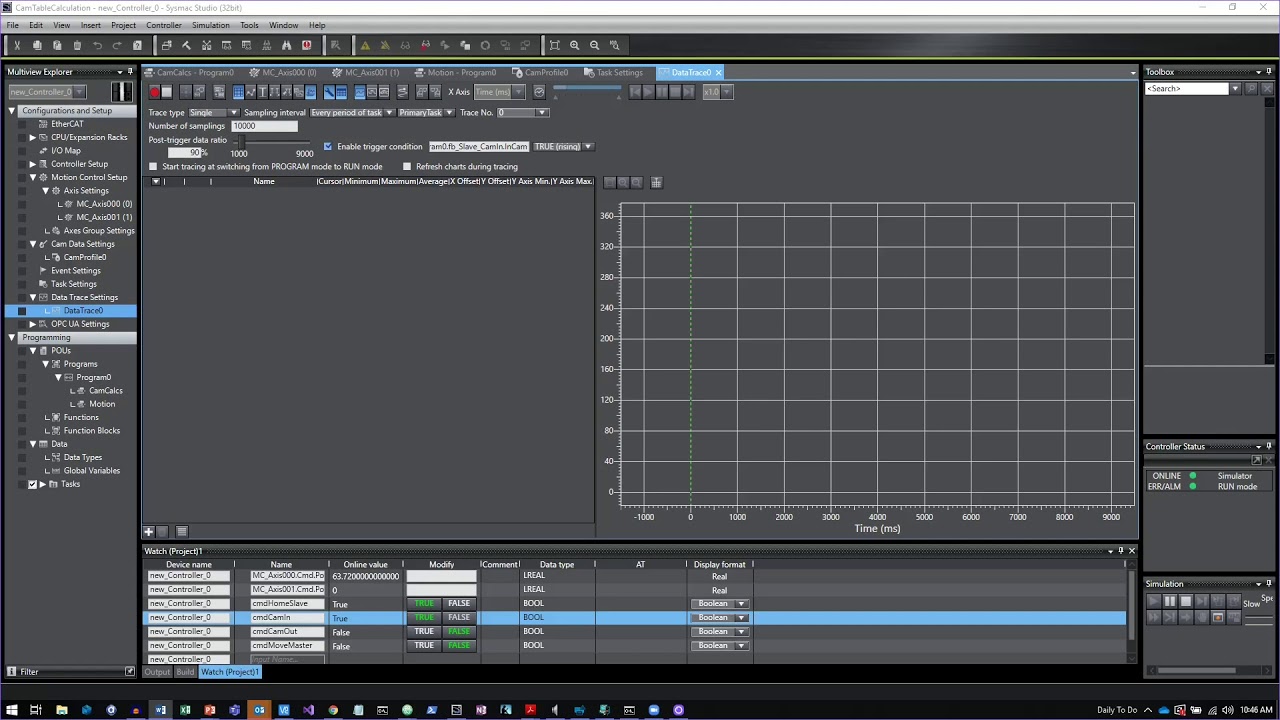 Sysmac Studio Data Trace Overview