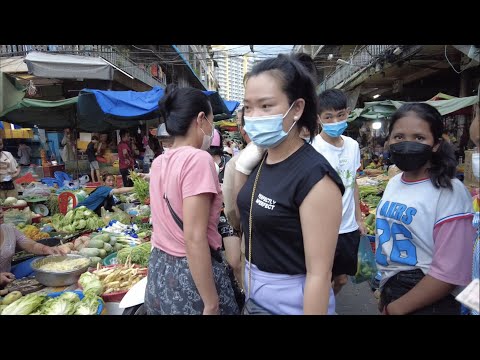 Cambodia wet market | lively market in the evening | Scene market