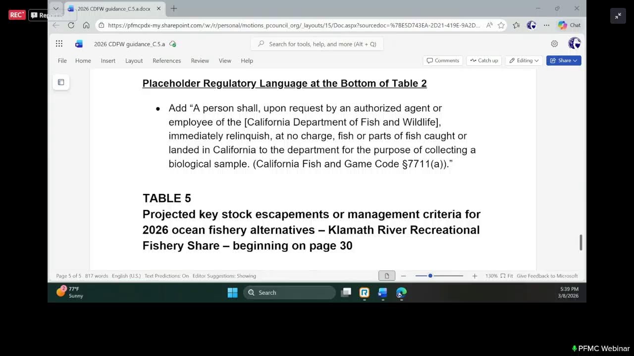 March 2026 PFMC Council Meeting  03/08/26