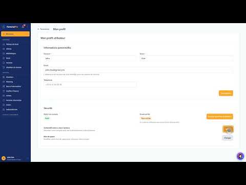 Tutoriel vidéo : Mon profil utilisateur — Formation FacturesPro