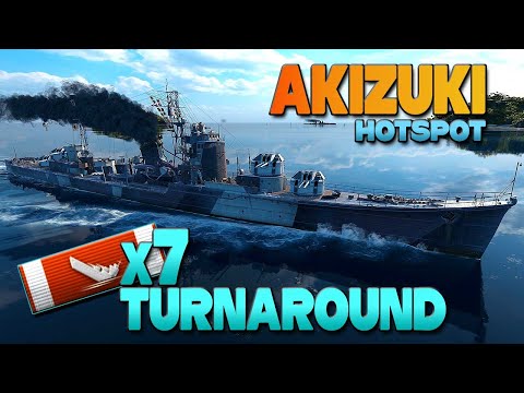 Destroyer Akizuki on map Hotspot, 3,7k bxp - World of Warships