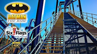 2025 Batman The Ride Roller Coaster Front Row On Ride 4K POV Six Flags Magic Mountain