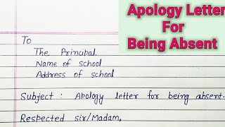 Apology Letter for being absent in school || Apology Letter for absent ||