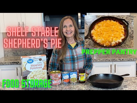 Quick Easy Dinner Shepherd's Pie Recipe Shelf Stable Food Storage Pantry Meal Cast Iron