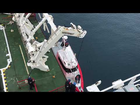 HMS Protector's Vestdavit HN-10000 in the Antarctic