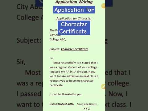 Application for the Character Certificate#applicationtoprincipal #application_writing #youtubeshorts
