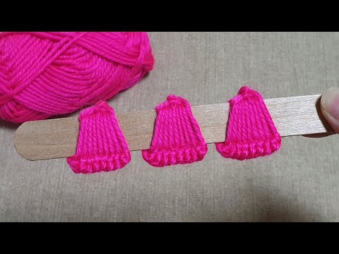 Amazing Woolen Flower Ideas with Ice Cream Stick - Hand Embroidery Design - Sewing Hack - Easy Trick