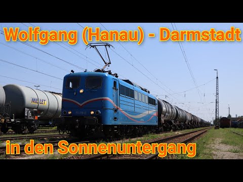 Führerstandsmitfahrt in den Sonnenuntergang von Wolfgang ( Hanau ) nach Darmstadt Hbf mit der Br 151