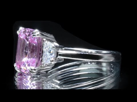 F&B Jewelry Showcase: Custom Chatham 10x8mm Antique Cushion Pink Sapphire on .950 Platinum Ring