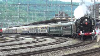 preview picture of video 'Dampflokomotiven 2012: Schienenkreuzfahrt mit SNCF 141.R.1244: Ausfahrt aus Brugg'