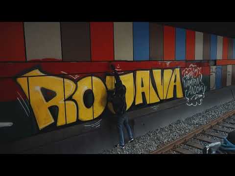 Biji Rojava graffiti in Frankfurt