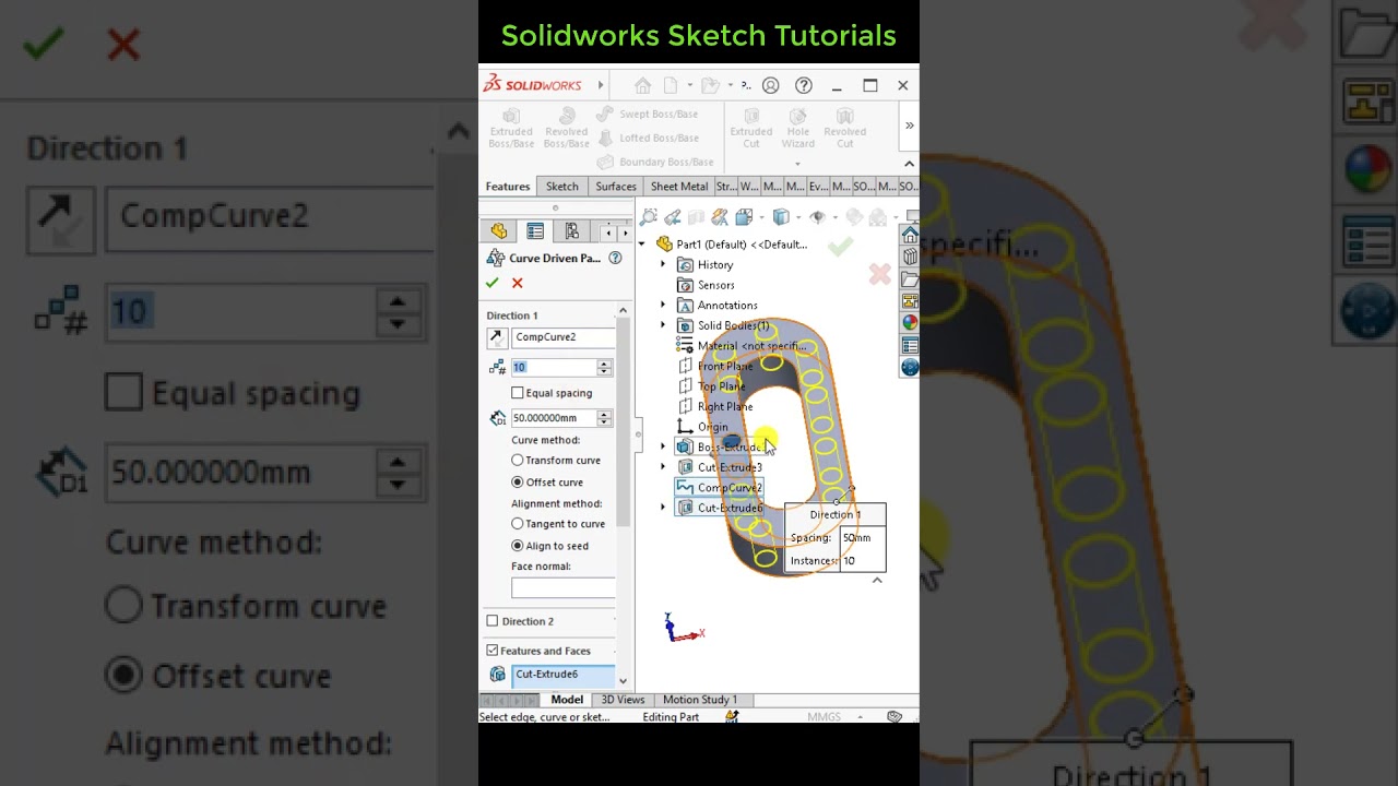 Solidworks curve driven pattern #solidworks2025 #pattern #3dcad