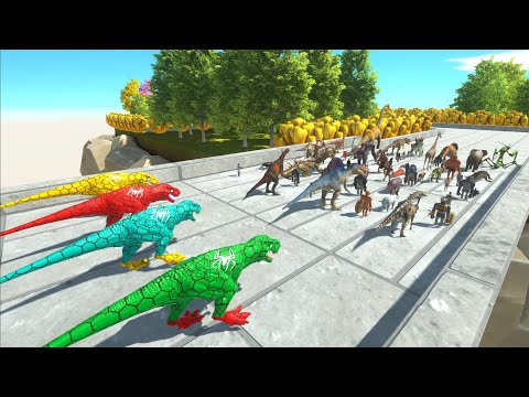 CHASE SPEED RACE ESCAPE FROM 4 SPIDERMAN T-REX TEAM - Animal Revolt Battle Simulator