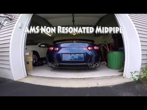 2015 Nissan R35 GT-R AMS Non Resonated Midpipe Before & After Sound