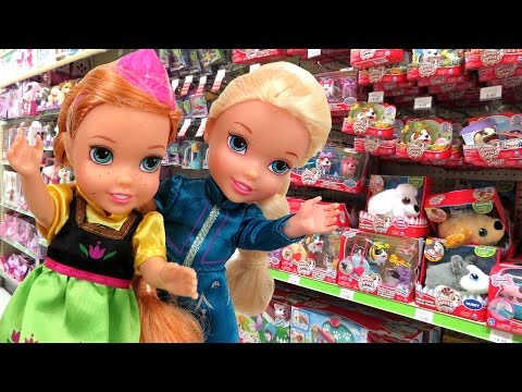 Toy Hunt with Elsa & Anna toddlers ! Lots of toys and dolls ! Playing