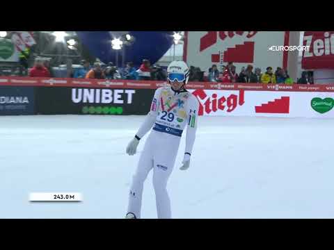 Timi Zajc 243m clooose to Hill Record - Ski Flying Kulm 2023