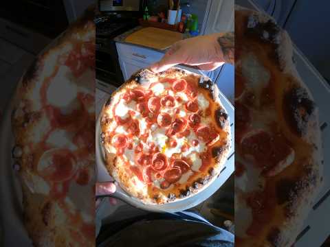 SOURDOUGH DOUBLE PEPPERONI PIZZA IN THE GOZNEY ROCCBOX #pizza #asmr #food #cooking #shorts