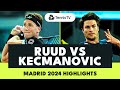 Miomir Kecmanovic vs Casper Ruud Highlights | Madrid 2024