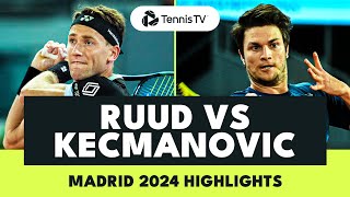 Miomir Kecmanovic vs Casper Ruud Highlights | Madrid 2024