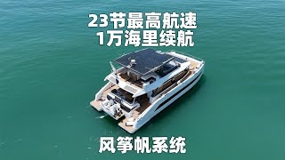 23节最高航速！1万海里续航！风筝帆系统！80度电池！11KW太阳能等等