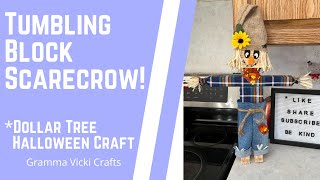 Tumbling Block Scarecrow Craft Tutorial | Halloween Craft |Dollar Tree Craft