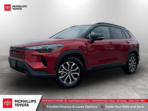 2026 Toyota Corolla Cross Hybrid SE AWD in Soul Red Crystal w/Black Roof for sale at McPhillips Toyota in Winnipeg, MB