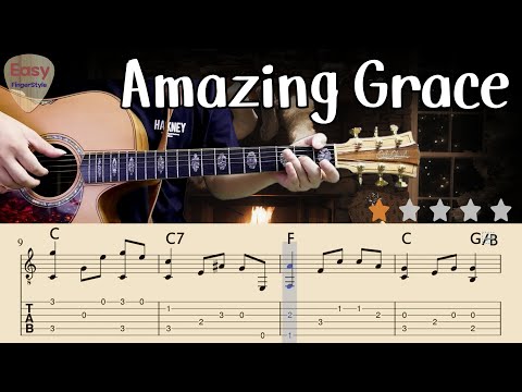 🔴Amazing Grace 🔴Easy Acoustic Fingerstyle Guitar Tutorial ㅣTabs & Chords ㅣJohn Newton