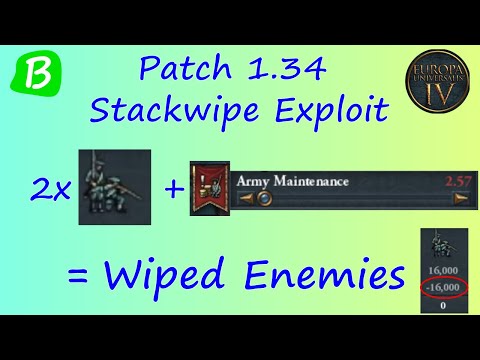 EU4, Patch 1.34 - Stackwipe Exploit - Morale Break Your Own Armies to Stackwipe Enemies