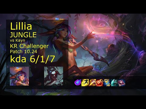 Lillia vs Kayn Jungle - KR Challenger 6/1/7 Patch 10.24 Gameplay // [롤] 릴리아 vs 케인 정글