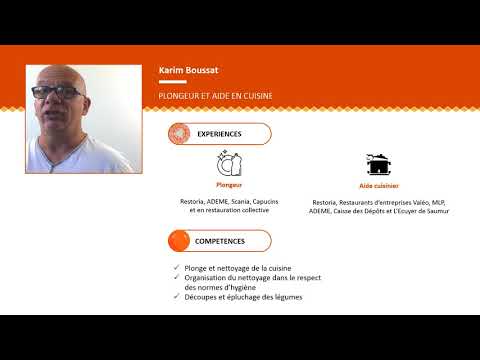 CvVidéo - Plongeur, Aide cuisine à Angers